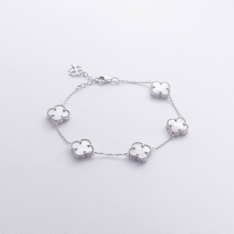 Браслет "Клевера" с перламутром (белое золото) б05441 от ювелирного магазина Оникс