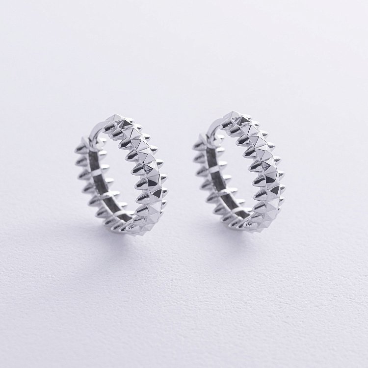 Сережки - кільця в білому золоті с08622 від ювелірного магазину Онікс