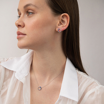 Золотое колье с бриллиантами и сапфирами колб0160lg №2