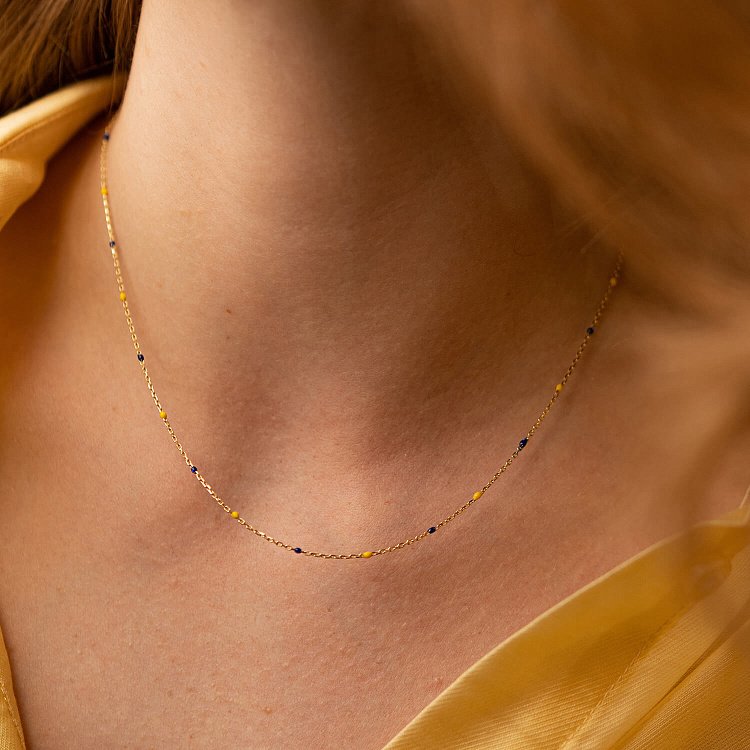 Кольє в жовтому золоті (синя та жовта емаль) кол02536 від ювелірного магазину Онікс - 5