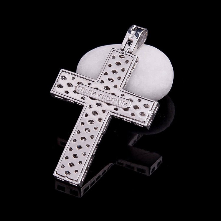 Золотий хрест з фіанітами п02200 від ювелірного магазину Онікс - 1