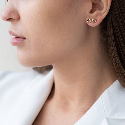 Сережки - пусети "Нескінченність" в червоному золоті с07173 №5