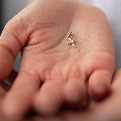 Крестик с распятием в желтом золоте п03800 №2