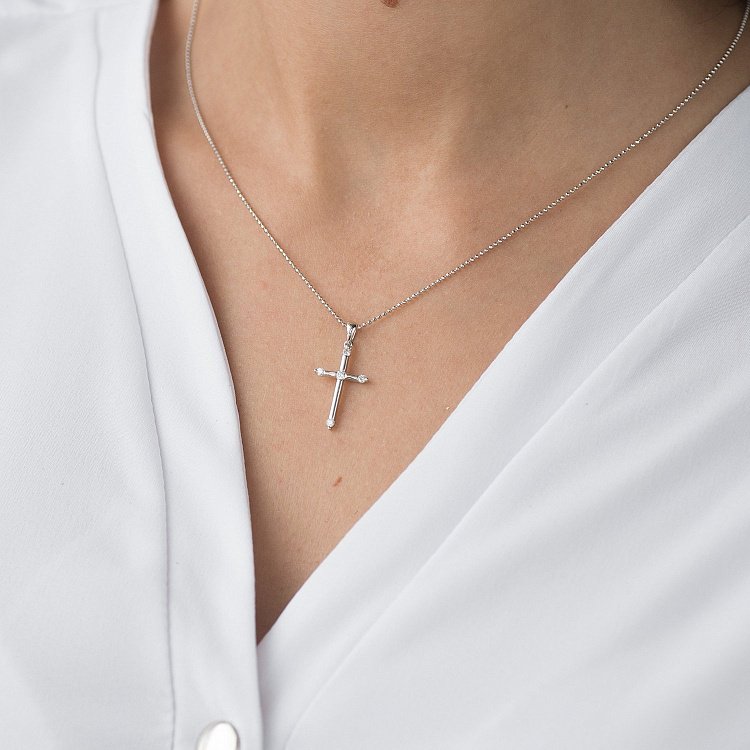 Золотой крестик (бриллиант) пб0191ri от ювелирного магазина Оникс - 1