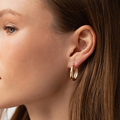 Серьги "Овальные" в красном золоте с08562 №2