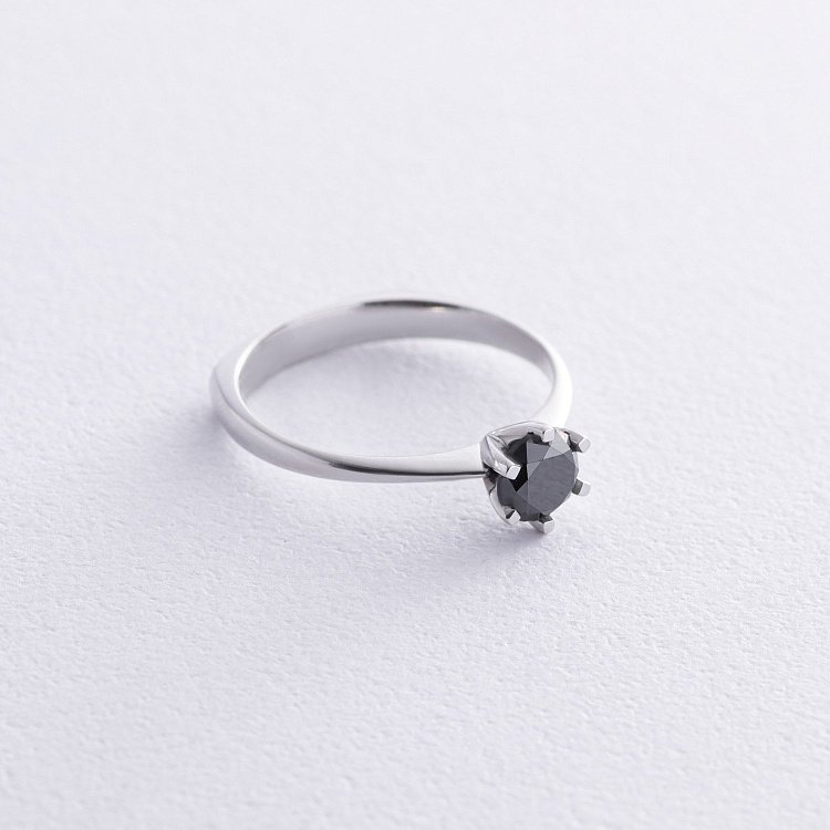 Помолвочное кольцо с черным бриллиантом (белое золото) 236311122 от ювелирного магазина Оникс - 4