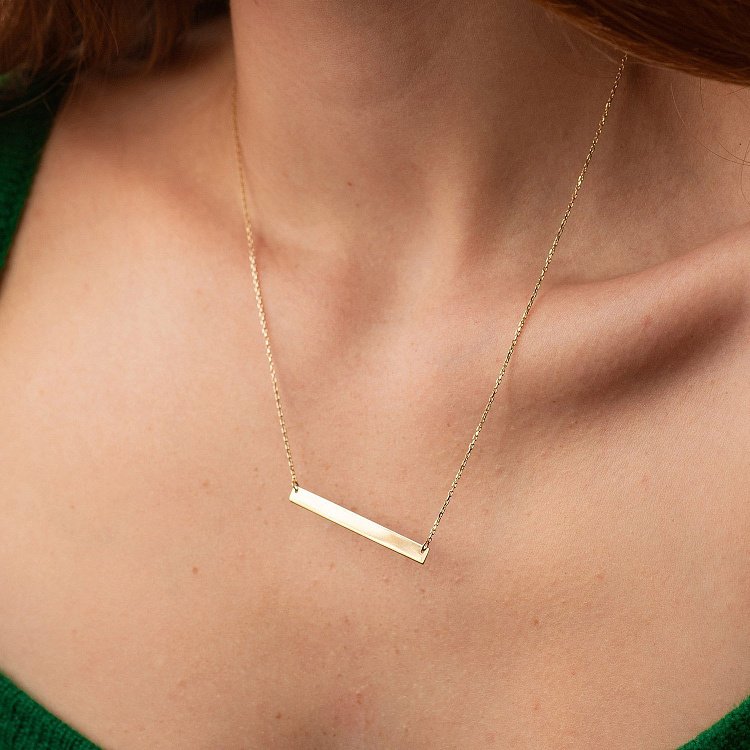 Колье с пластиной для гравировки (желтое золото) кол02477 от ювелирного магазина Оникс - 3