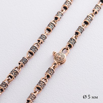 Золотая цепочка "Фантазийное плетение" с чернением (5мм) ц00355