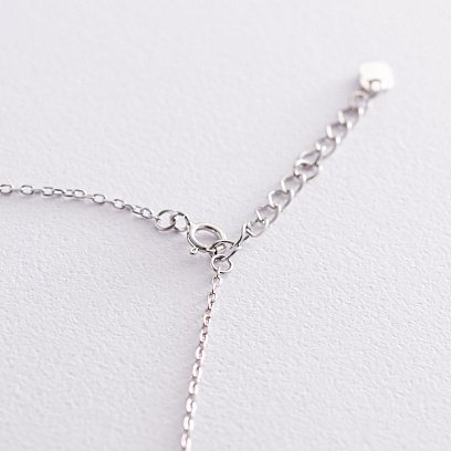 Срібне кольє з різнокольоровими фіанітами 181121 №5