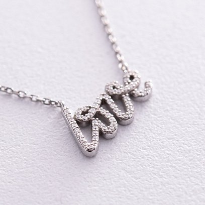 Серебряное колье "Love" с фианитами 1101 №3