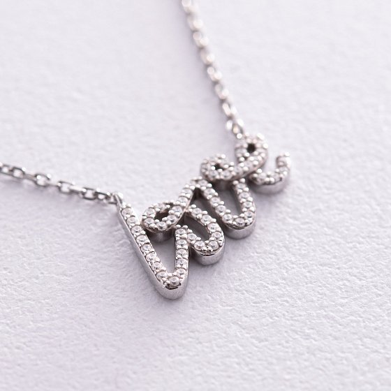 Серебряное колье "Love" с фианитами 1101 №3