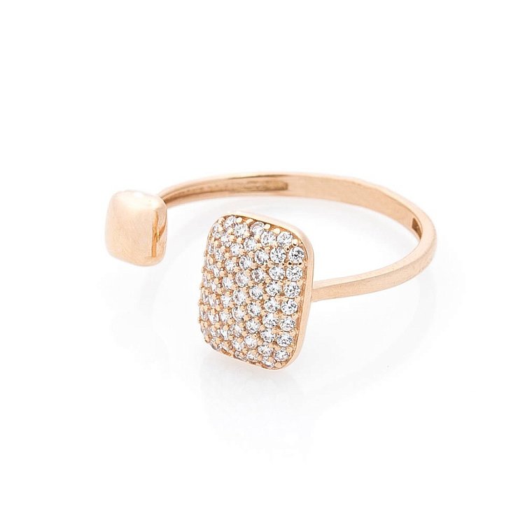 Золотое кольцо с фианитами к05635 от ювелирного магазина Оникс - 1