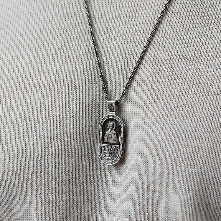 Срібний кулон "Миколай Чудотворець. Отче наш" (ебенове дерево) 1182 від ювелірного магазину Онікс - 14