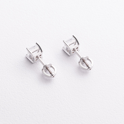 Срібні сережки - пусети з фіанітами 2681/1р-CZ №3