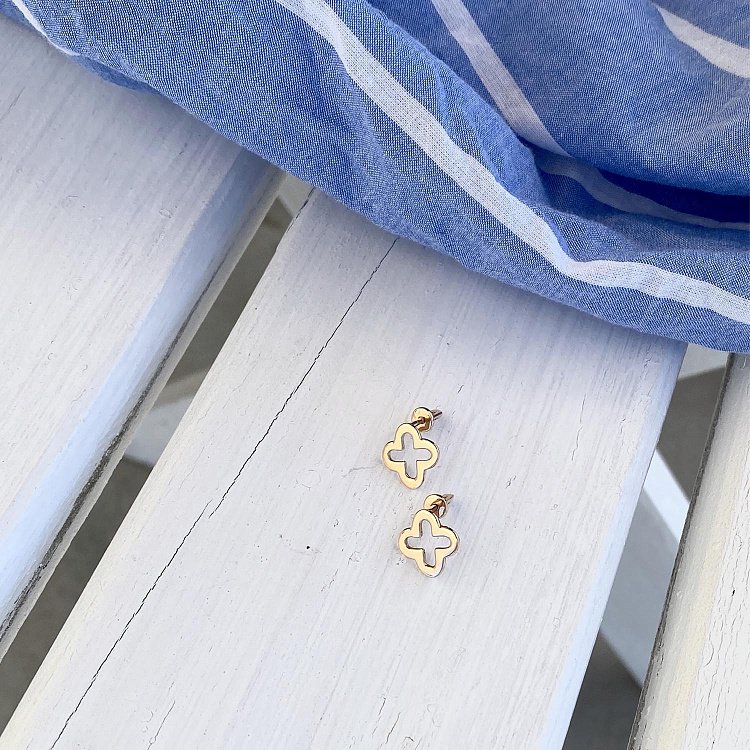 Сережки - пусети "Конюшина" в жовтому золоті с06950 від ювелірного магазину Онікс - 5