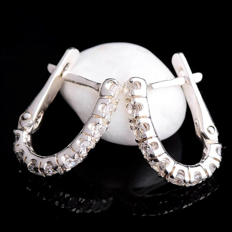 Серебряные сережки с фианитами 12863 от ювелирного магазина Оникс - 3