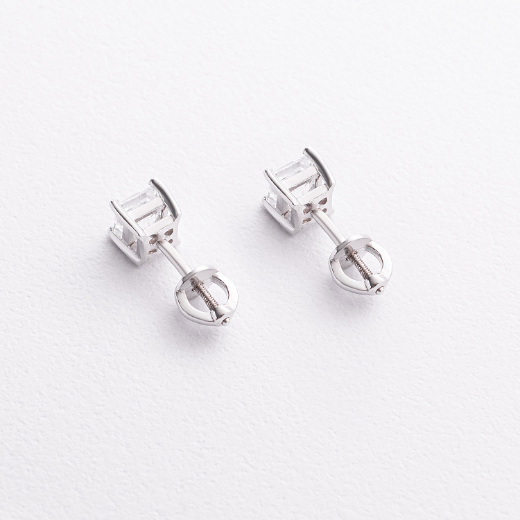 Срібні сережки - пусети з фіанітами 2681/1р-CZ від ювелірного магазину Онікс - 2