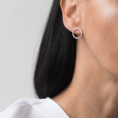 Срібні сережки "Кругообіг" 1.4 см 122491 №6