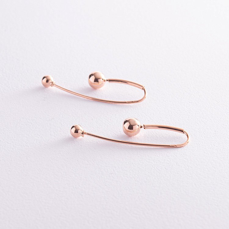 Золотые серьги "Вдохновение" с шариками с07982 от ювелирного магазина Оникс - 2