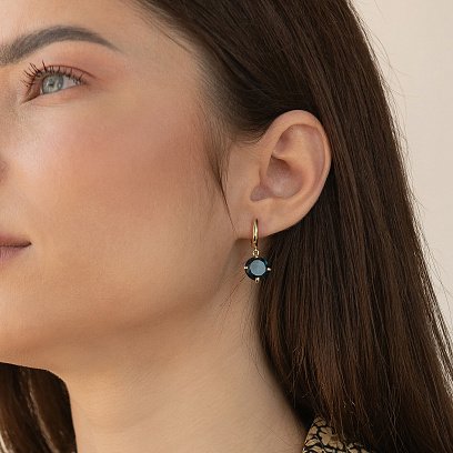 Золоті сережки "Захоплення" з синт. топазом с08572 №2