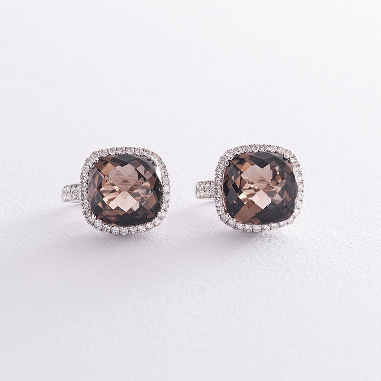 Золоті сережки з діамантами і топазами CR1671Egm від ювелірного магазину Онікс