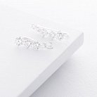 Срібні сережки - клаймбери з фіанітами 121619 от ювелирного магазина Оникс - 1