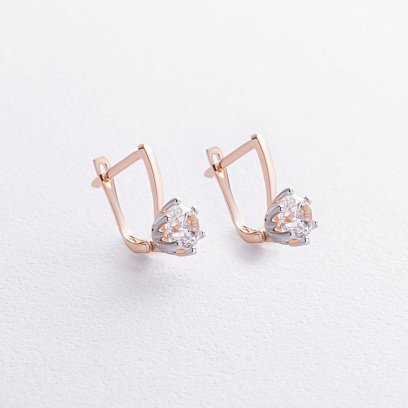 ﻿Золоті дитячі сережки з фіанітами с09249