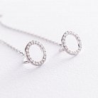Срібні сережки - протяжки "Кругообіг" з фіанітами 122906 от ювелирного магазина Оникс - 1
