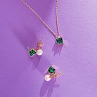 Золоті сережки - пусети "Альма" (зелені фіаніти, перли) с08258 от ювелирного магазина Оникс - 4
