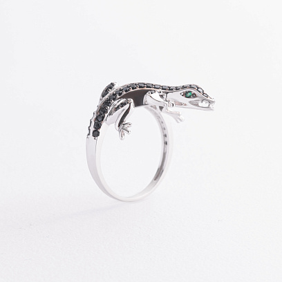 Каблучка "Ящірка" в білому золото (фіаніти) к05996 №3