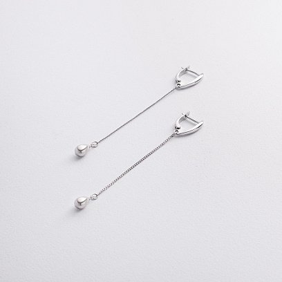 Серебряные серьги "Капельки на цепочке" 123480 №2