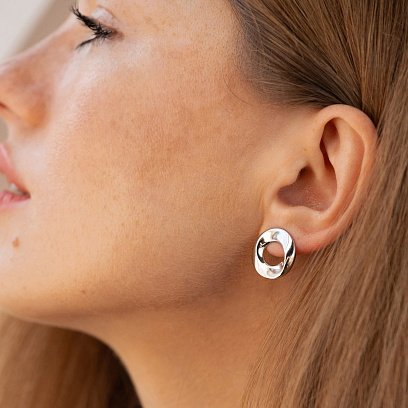 Серебряные серьги - пусеты "Сияние" 122880 №4