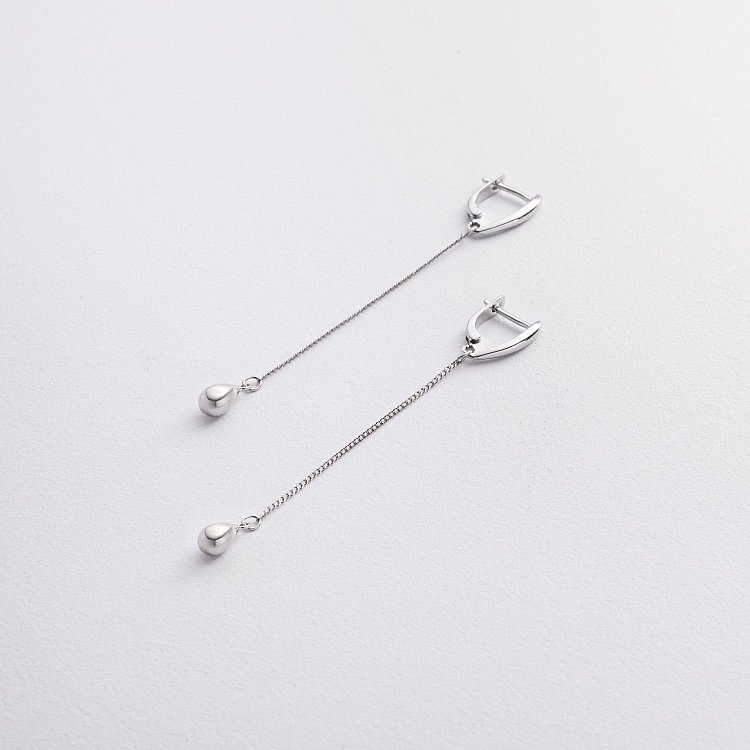 Серебряные серьги "Капельки на цепочке" 123480 от ювелирного магазина Оникс - 1