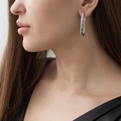 Серебряные серьги с фианитами 122680 №2