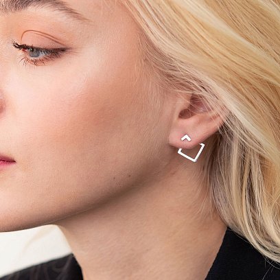 Серебряные серьги - джекеты "Ромбы" 123122