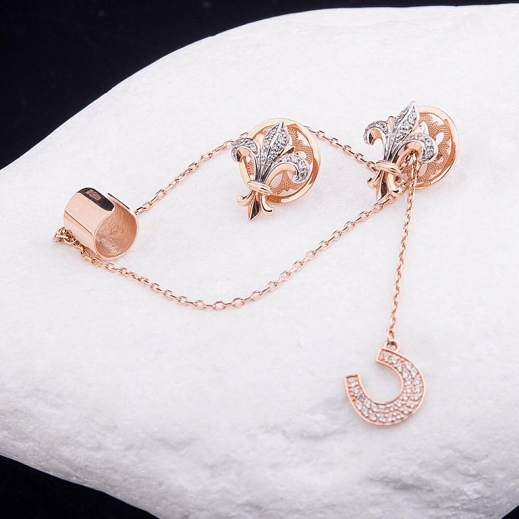 Эксклюзивные серьги-гвоздики с фианитами 14050728 от ювелирного магазина Оникс - 4