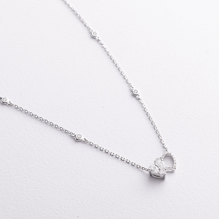 Золотое колье "Сердечки" с бриллиантам колб0184va от ювелирного магазина Оникс