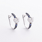 Сережки "Сердечки" у білому золоті (діаманти, сапфіри) сб0698va от ювелирного магазина Оникс