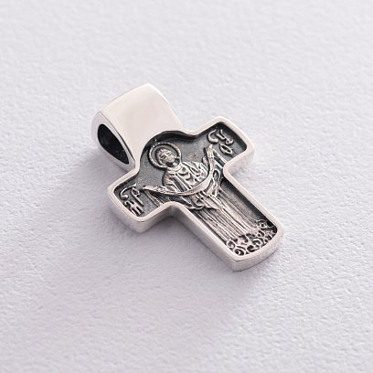 Серебряный крест "﻿Спас Нерукотворн​ый. Святитель Николай. Покров Пресвятой Богородицы" с чернением 132402 №5