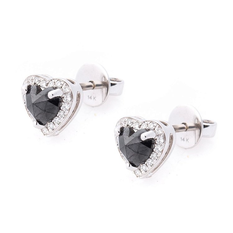 Золотые серьги-пусеты "Сердечки" с бриллиантами сб0182aj от ювелирного магазина Оникс