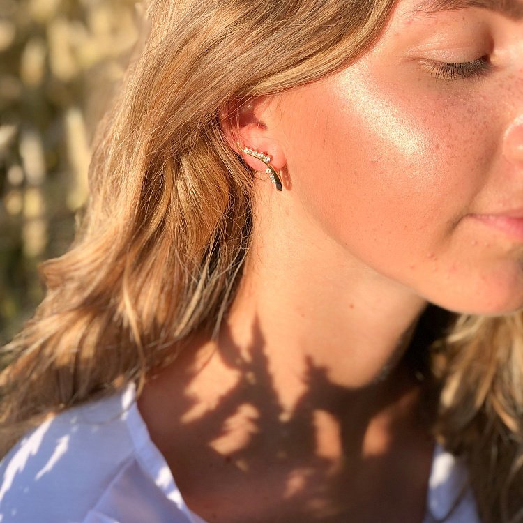 Золоті сережки "Гілочки" з фіанітами с04338 від ювелірного магазину Онікс - 2