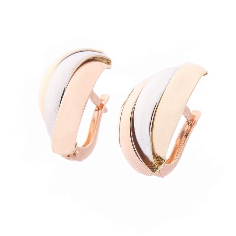 Серьги с красного и белого золота с06113 от ювелирного магазина Оникс - 1