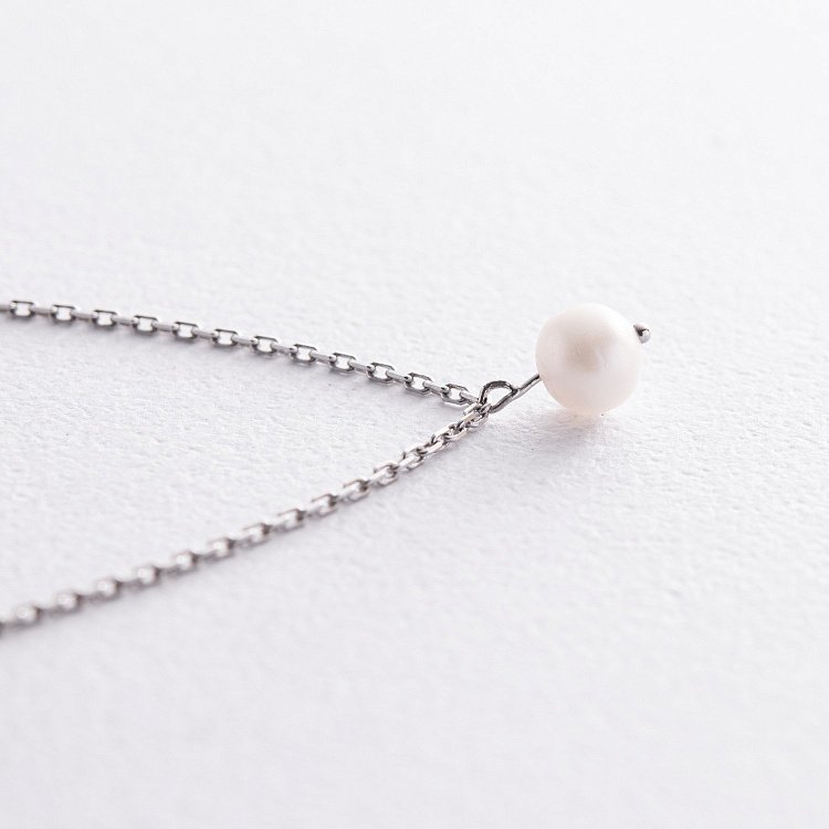 Браслет із перлиною (біле золото) б05266 від ювелірного магазину Онікс - 2