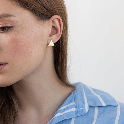 Серьги "Треугольники" (желтое золото) с07001