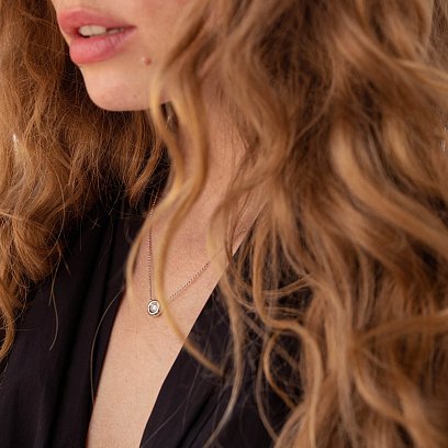 Золотое колье с одним камнем (бриллиант) кол402ke №4