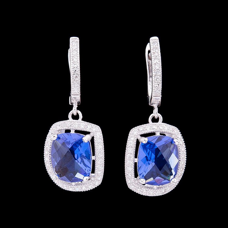 Серьги с синими фианитами с21 от ювелирного магазина Оникс - 2