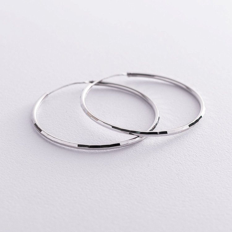 Серьги - кольца в серебре (4.0 см) 122943 от ювелирного магазина Оникс