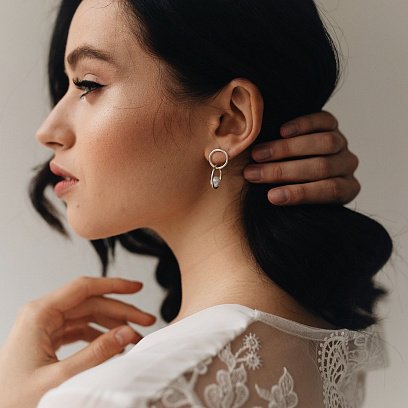 Серебряные серьги "Муза" (жемчуг) 122664 №3