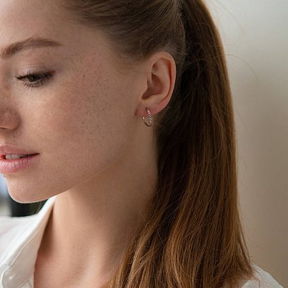 Серьги - кольца в белом золоте (1.5 см) с07312 №2