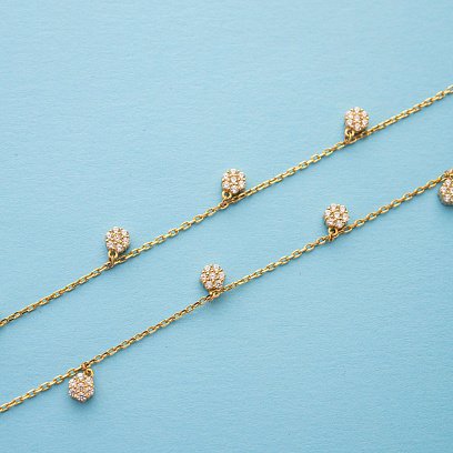 Кольє "Квіточки" з фіанітами (жовте золото) кол01401 №6